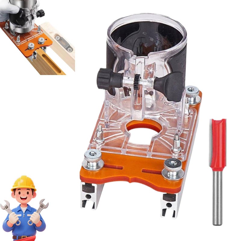 2-in-1 Woodworking Trimmer Slotting Auxiliary Positioning Bracket, Wood Trimmer Router Base Aluminum Alloy Base, Height Precision Tool for Projects for DIY Carpentry (Plate+Cover+Milling cutter) - Image 1